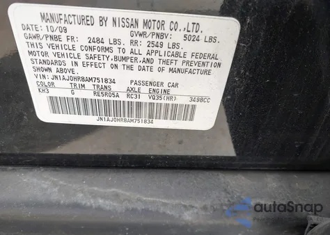 2010 Infiniti Ex35 Journey from USA, damaged, VIN JN1AJ0HR8AM751834